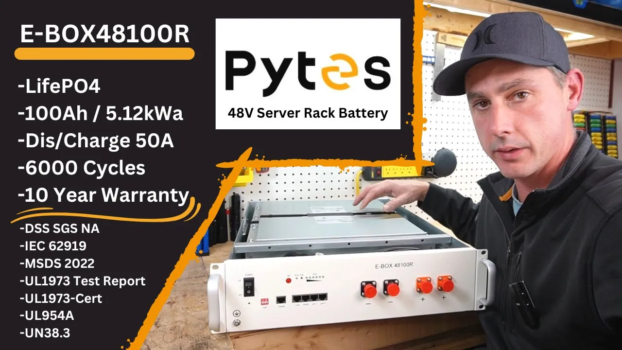 Pytes E-BOX 48 Volt (51,2V) serverrackbatteri 5,12kWh 100Ah LiFePO4